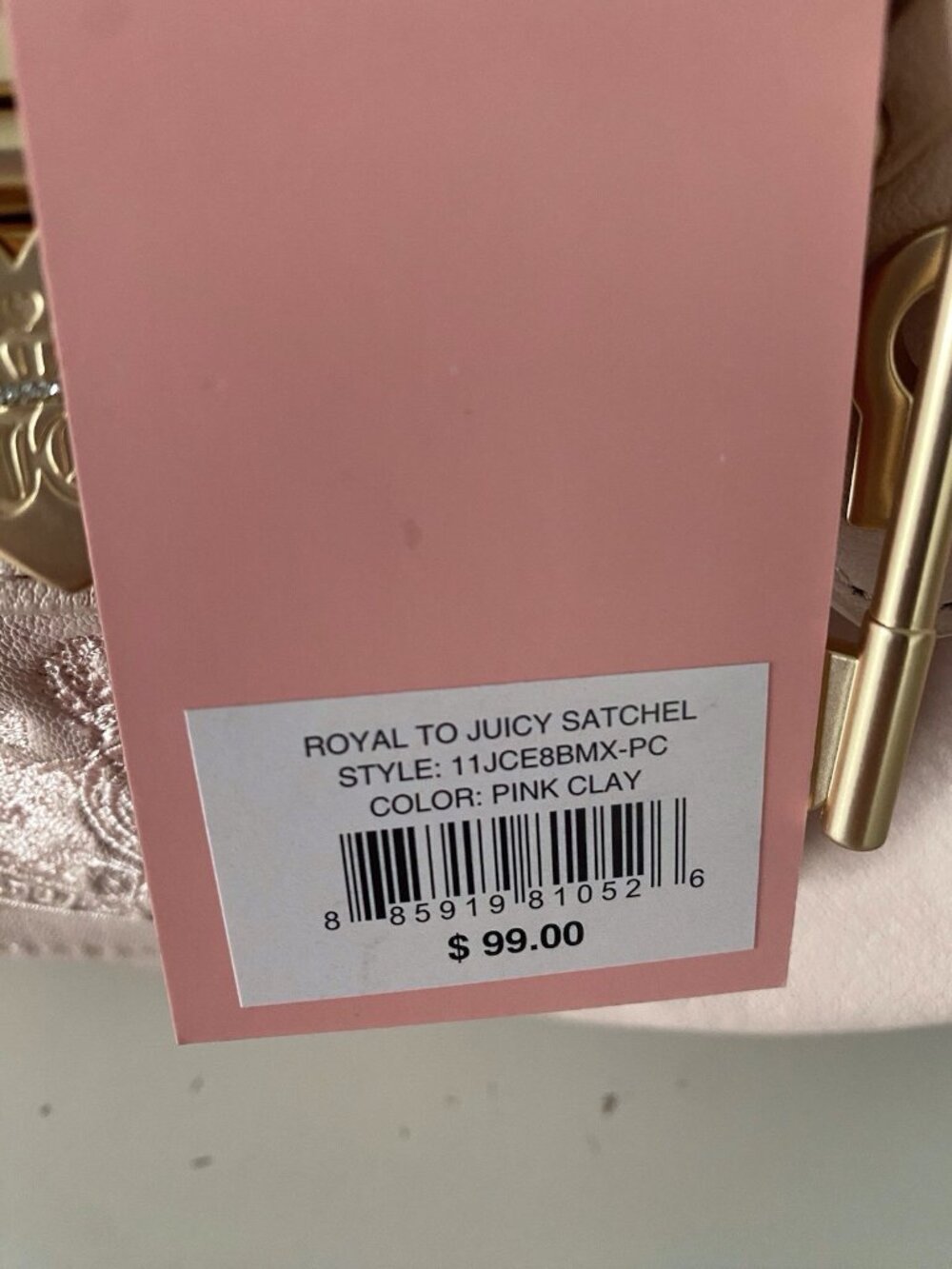 Juicy Couture Royal To Juicy Satchel Bag Purse In Pink Clay W/Charm VIRAL NEW - Picture 4 of 12
